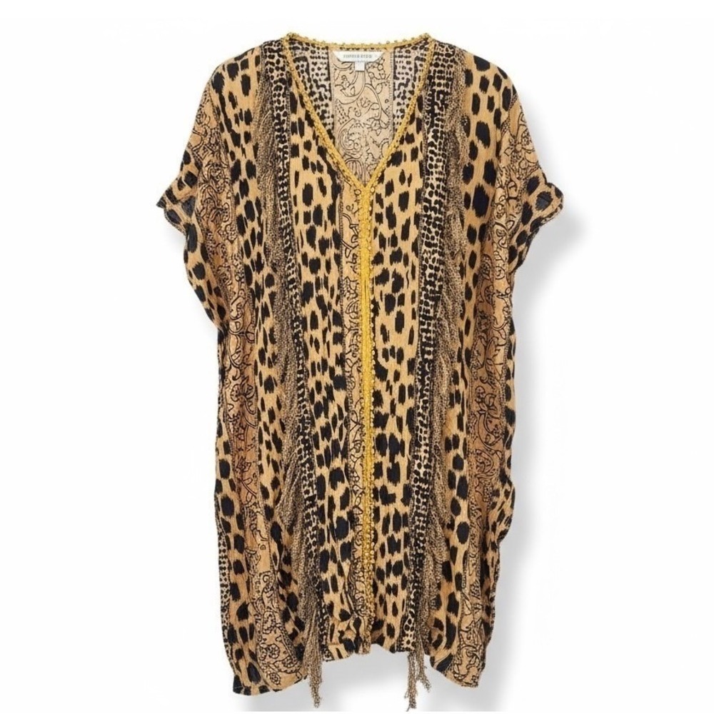 NEW Gianni Bini Women's Leopard Print Tunic Swim Cover Up Beach Resort Wear